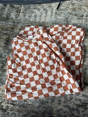 Rust and White Checkerboard Quilted Baby Sleep Sack